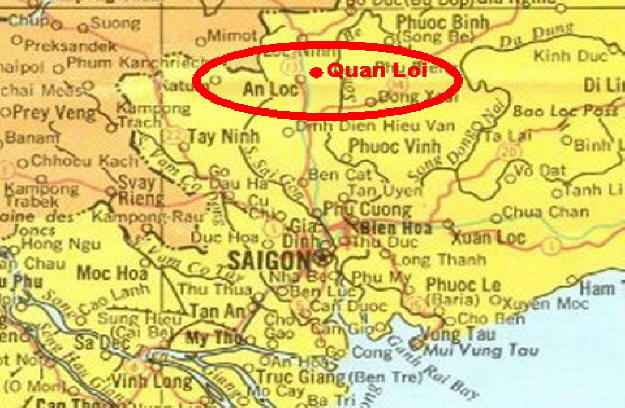 Vietnam Map showing location of Quan Loi